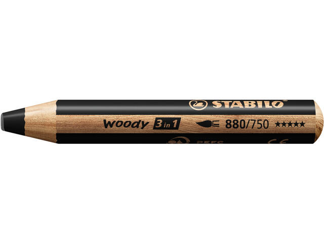 Kleurpotlood STABILO 880 woody 3 in 1 zwart