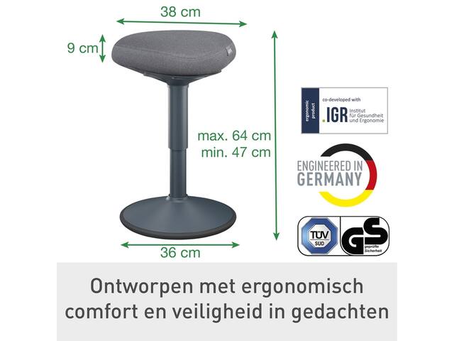 Actieve zitkruk Leitz Ergo met gasveer