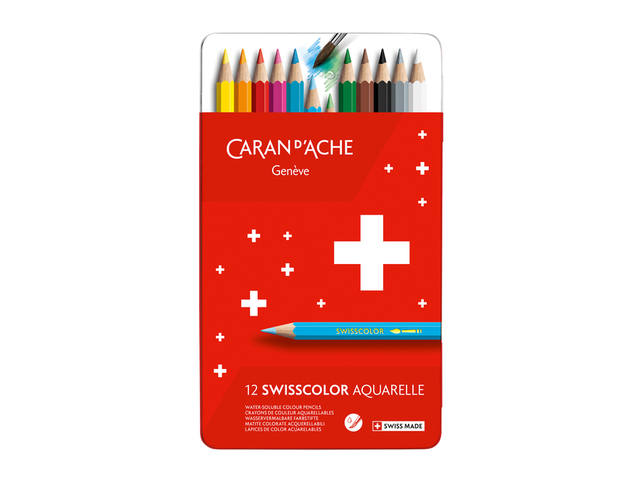Kleurpotl Caran d Ache swisscolor aquarel 12st ass