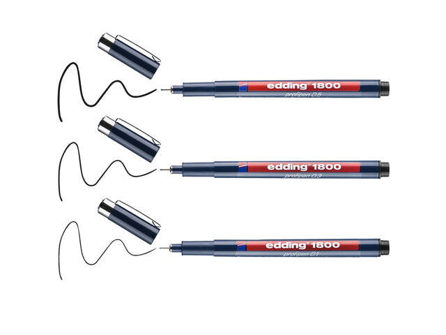 Fineliner edding 1800 0.25-0.35-0.5mm zwart