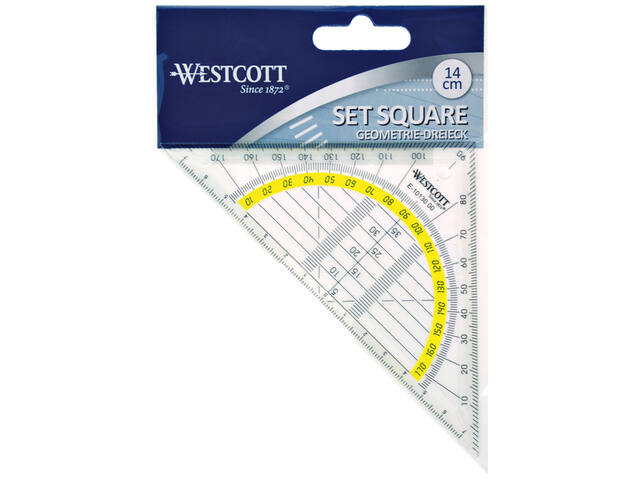 Geodriehoek Westcott 14cm transparant