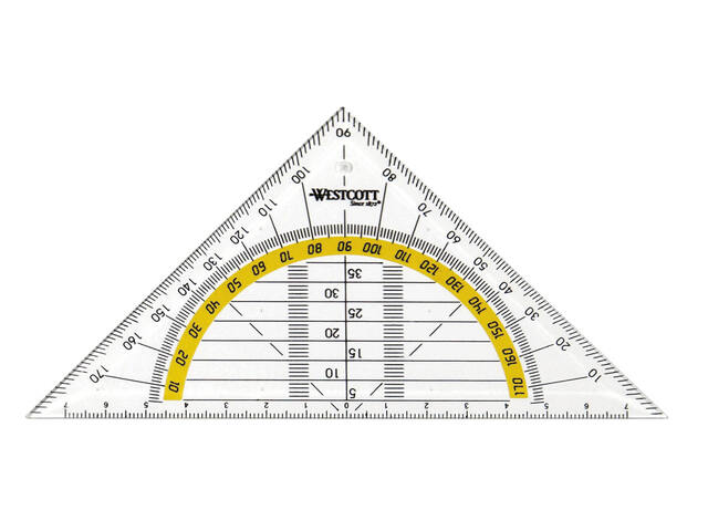 Geodriehoek Westcott 14cm transparant