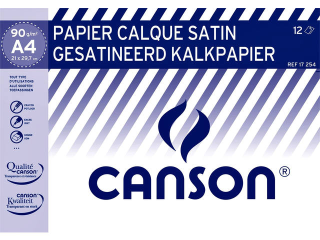 Kalkpapier Canson 12vel 90gr A4 doorschijnend