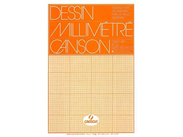 Millimeterpapier Canson bruingeel bedrukt A3 wit