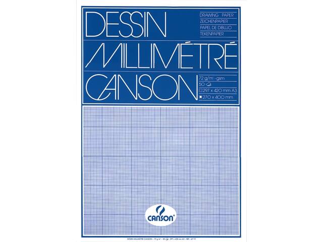 Millimeterpapier Canson lichtblauw bedrukt A3 wit