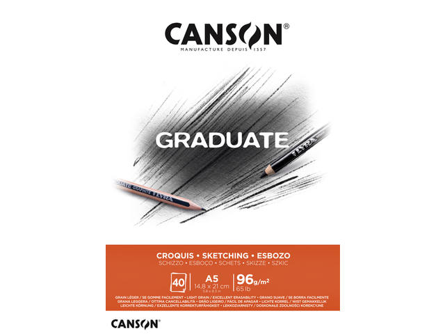 Schetspapier Canson Graduate Sketch 96gr A5 wit