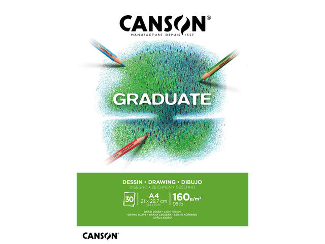 Tekenpapier Canson Graduate 160gr A4 helderwit
