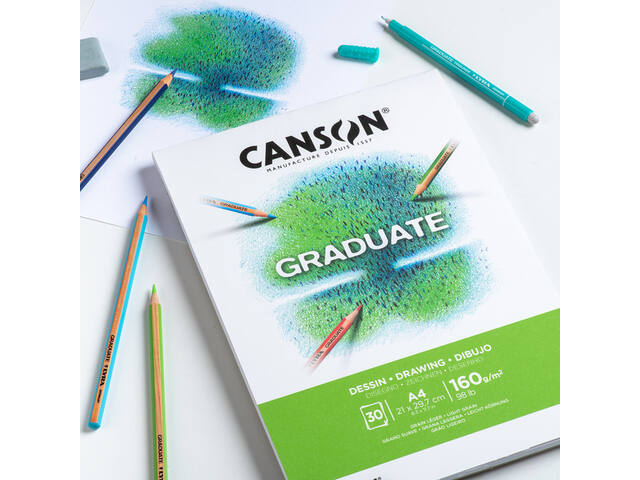 Tekenpapier Canson Graduate 160gr A4 helderwit