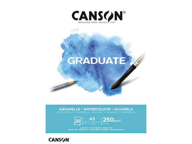 Aquarelpapier Canson Graduate 20vel 250gr A3 wit