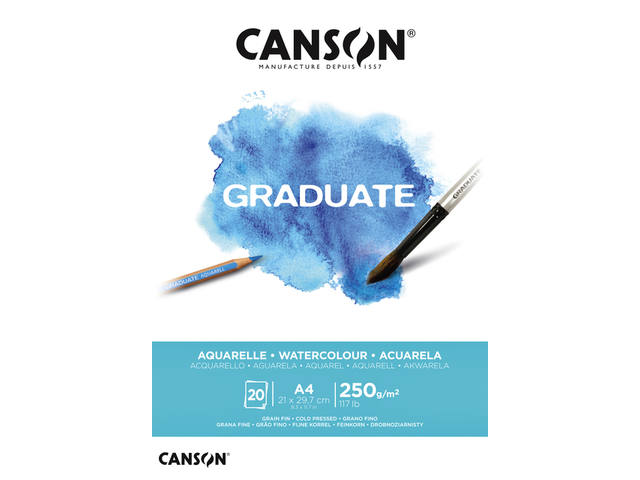 Aquarelpapier Canson Graduate 20vel 250gr A4 wit