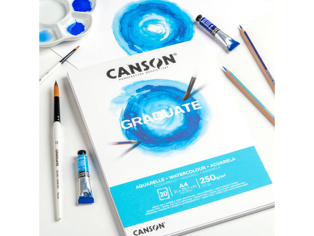 Aquarelpapier Canson Graduate 20vel 250gr A5 wit