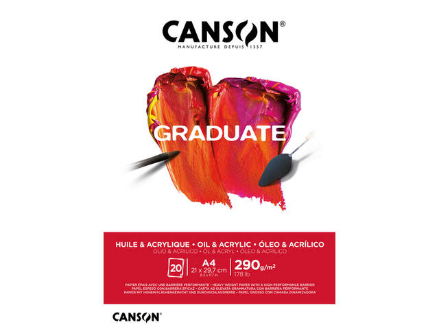Schilderpapier Canson Graduate 20vel 290gr A4 wit