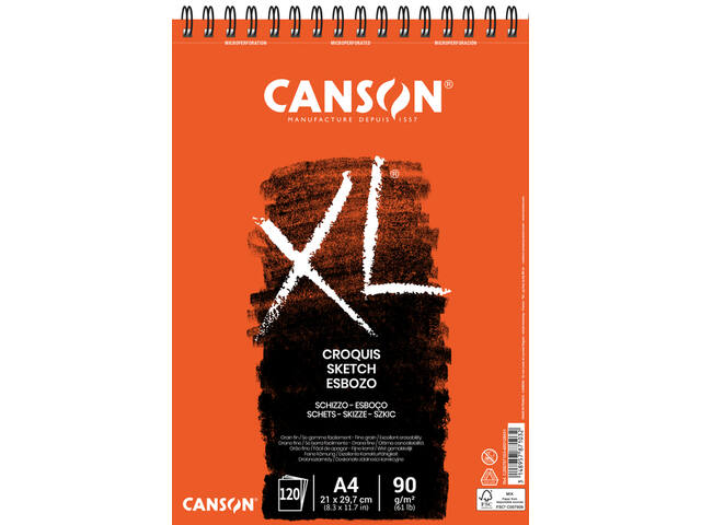 Schetspapier Canson XL Sketch 90gr A4 ivoorwit