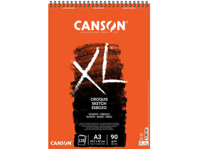 Schetspapier Canson XL Sketch 90gr A3 ivoorwit