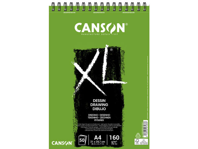 Tekenpapier Canson XL Drawing 50vel 160gr A4 wit