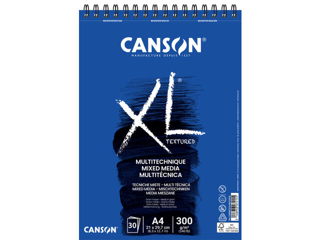 Mixed mediapapier Canson XL Textured 300gr A4 wit
