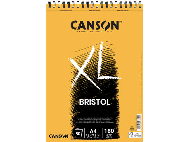 Bristolpapier Canson XL 50vel 180gr A4 extra wit