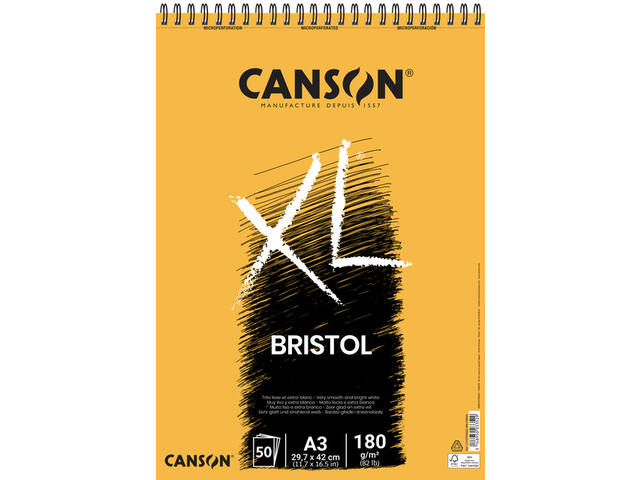 Bristolpapier Canson XL 50vel 180gr A3 extra wit