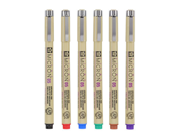Fineliner Sakura Pigma Micron 05 basic 6 kleuren