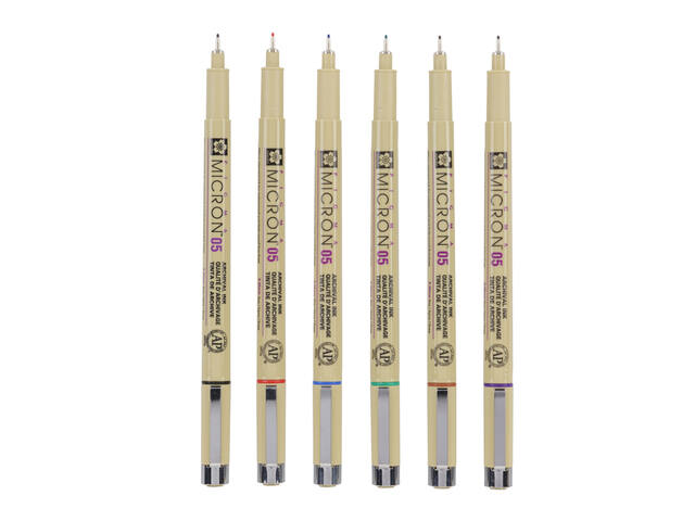 Fineliner Sakura Pigma Micron 05 basic 6 kleuren