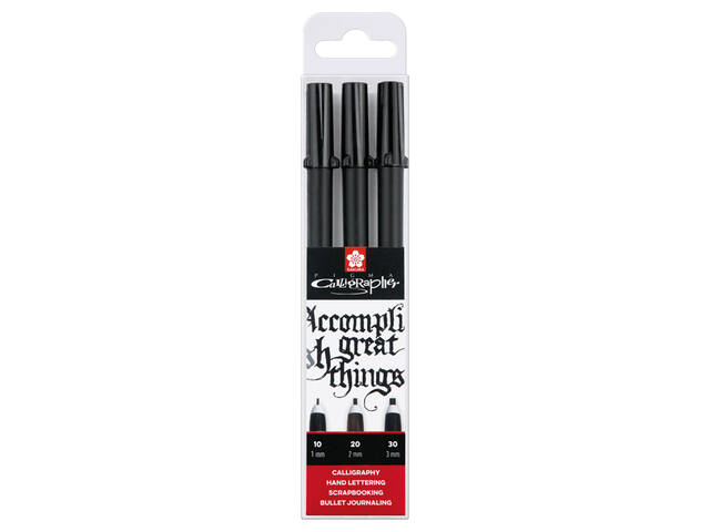 Kalligrafiepen Sakura Calligrapher 3 stuks zwart