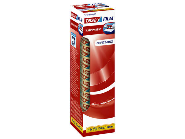 Plakband tesafilm 10mx15mm transparant 10 rol