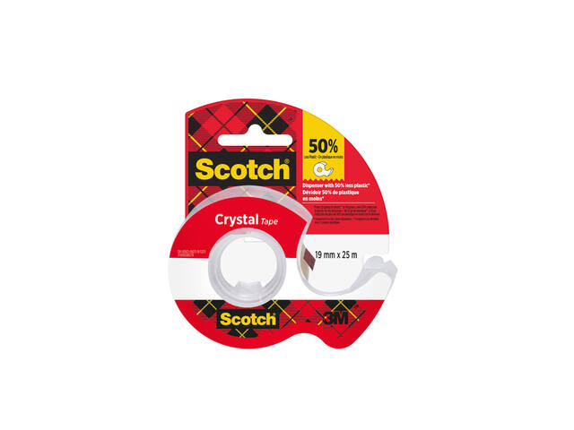 Plakband Scotch Crystal 600 19mmx25m tr + handdisp