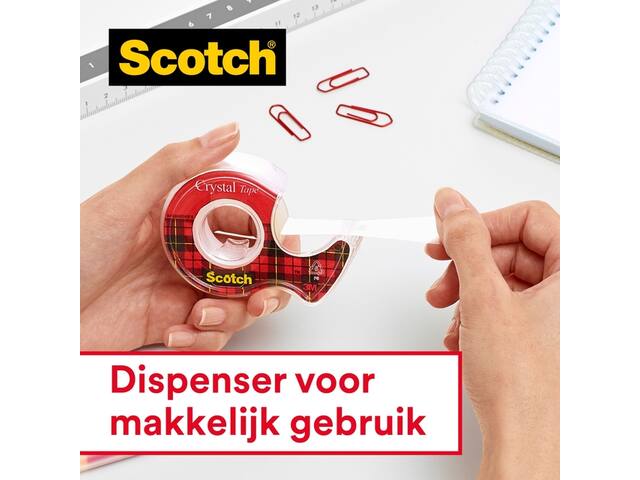 Plakband Scotch Crystal 600 19mmx25m tr + handdisp