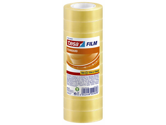 Plakband tesafilm Standaard 33mx15mm tr 10 rol