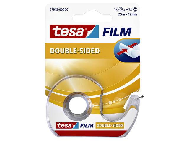 Tape tesafilm dubbelz 12mmx7.5m tr met dispenser