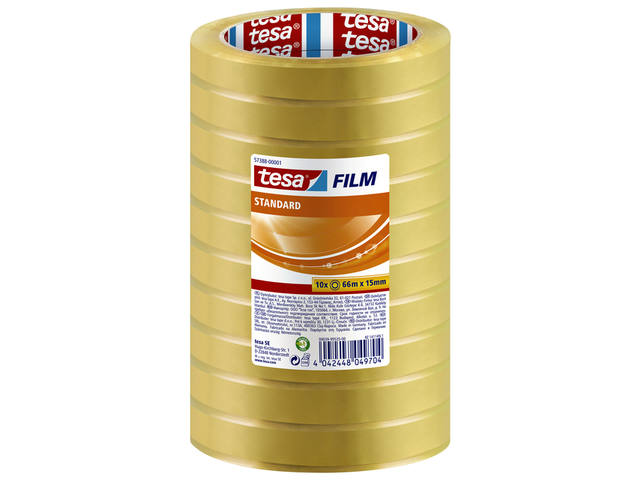 Plakband tesafilm standaard 66mx15mm transparant
