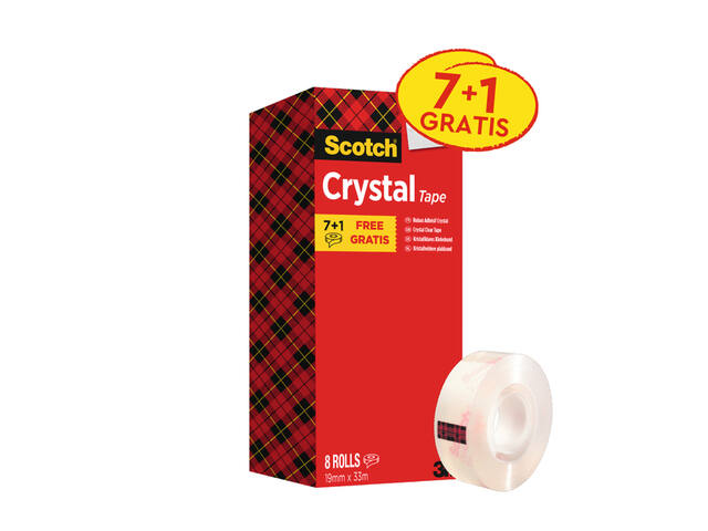 Plakband Scotch Crystal 600 19mmx33m tr 7+1