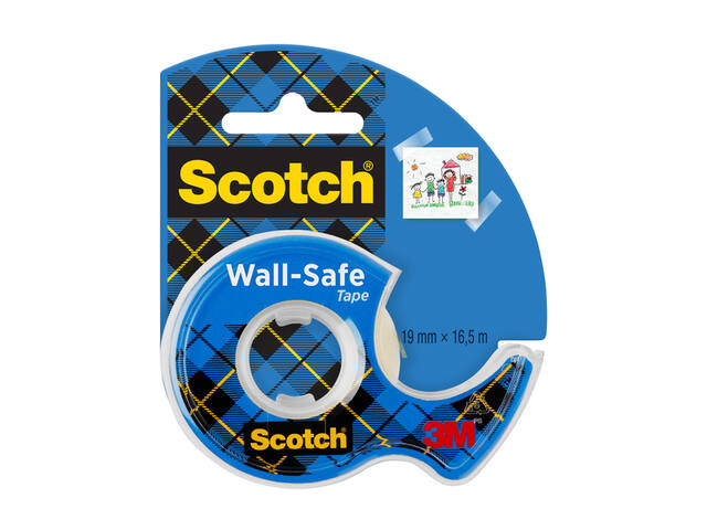 Plakband Scotch 19mmx16.5m Wall Safe + handdisp