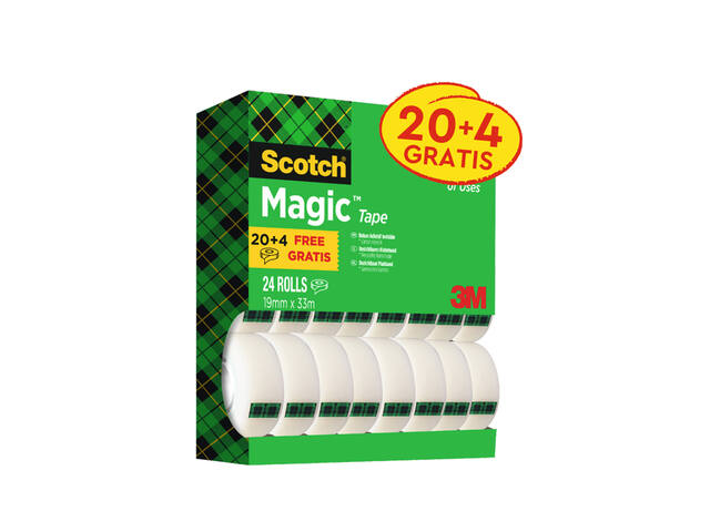 Plakband Scotch Magic 810 19mmx33m mat 20+4