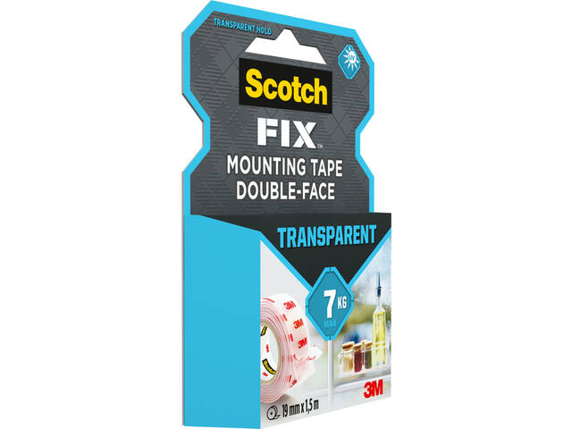 Plakband Scotch dubbelzijdig 19mmx1.5m transparant