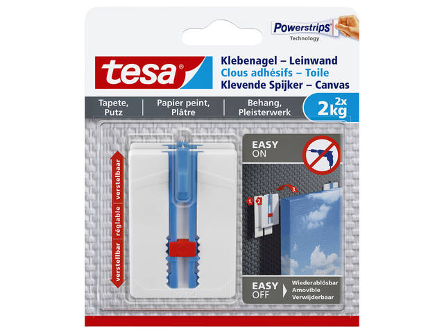 Klevende spijker tesa canvas behang 2kg wit