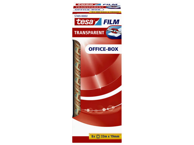 Plakband tesafilm 33mx19mm transparant 8 rol