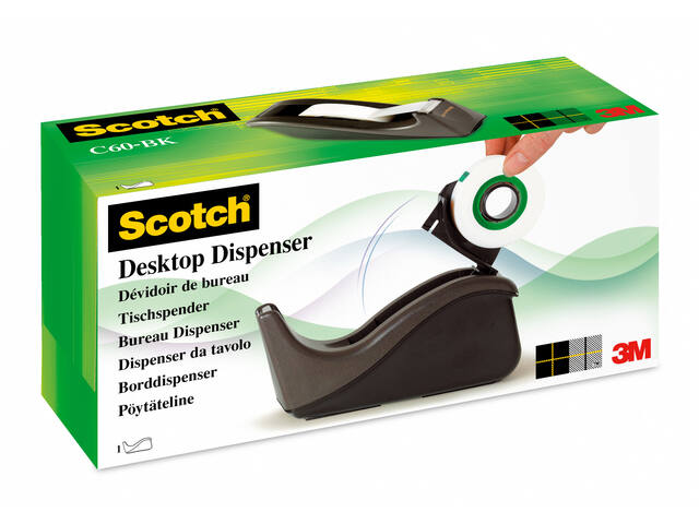 Plakbandhouder Scotch C60 zwart 1rol magic tape