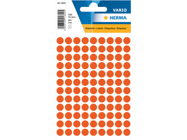 Etiket HERMA 1842 rond 8mm rood 540st