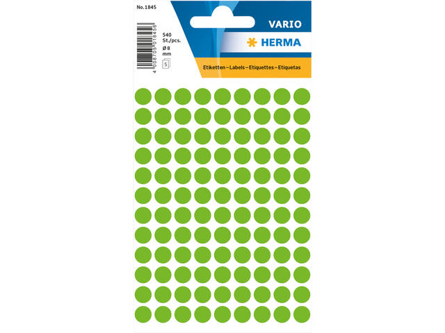 Etiket HERMA 1845 rond 8mm groen 540st