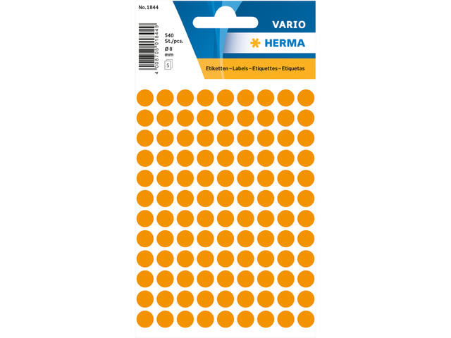 Etiket HERMA 1844 rond 8mm fluor oranje 540st