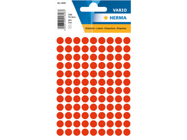 Etiket HERMA 1846 rond 8mm fluor rood 540st