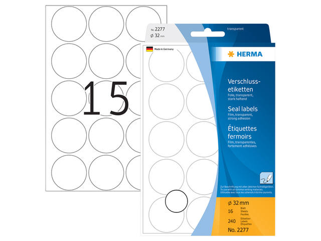 Etiket HERMA 2277 rond 32mm transparant 240st