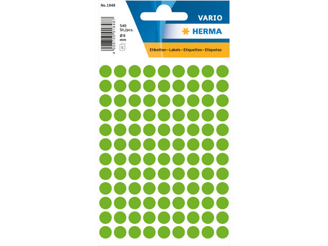 Etiket HERMA 1848 rond 8mm fluor groen 540st