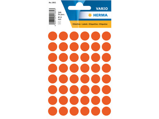 Etiket HERMA 1862 rond 12mm rood 240st
