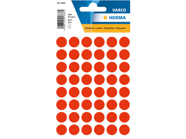Etiket HERMA 1866 rond 12mm fluor rood 240st