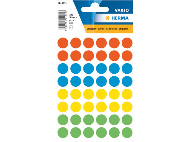 Etiket HERMA 1851 rond 12mm assorti 240st