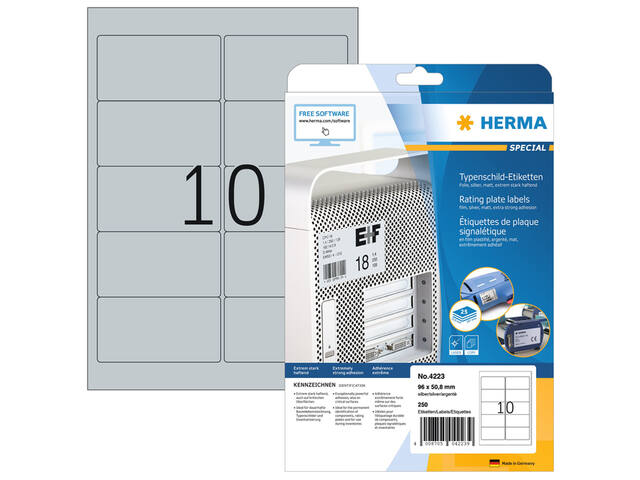 Etiket HERMA 4223 96x50.8mm folie zilver 250st