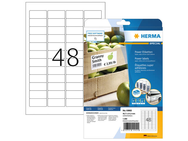 Etiket HERMA Power 10902 45.7x21.2mm wit 1200st