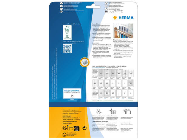 Etiket HERMA Power 10909 105x148mm wit 100st
